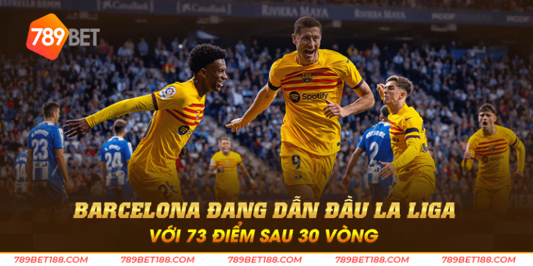 Barcelona đang dẫn đầu La Liga với 73 điểm sau 30 vòng